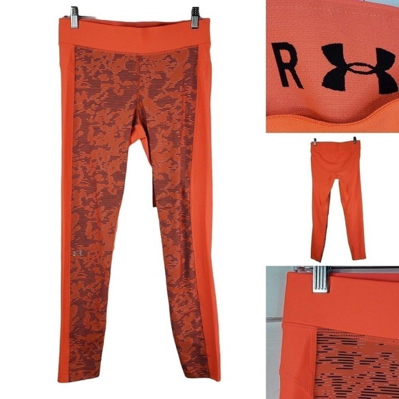 Under Armour UA Womens Large Heat Gear Fitted Compression Legging Bright Orange - Picture 1 of 10